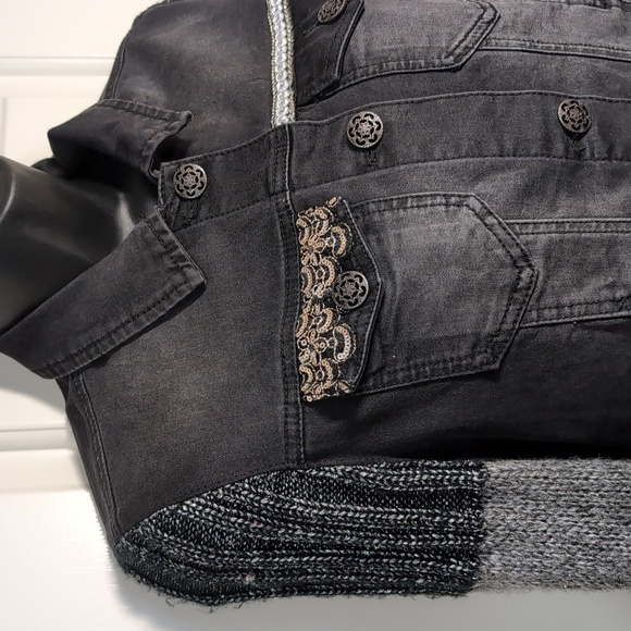 Desigual Jean Jacket Mixed Media Embellished Size 36 Eur (xs-sm) - Picture 2 of 12